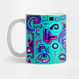 Blacklight Huichol Art Canvas Mug